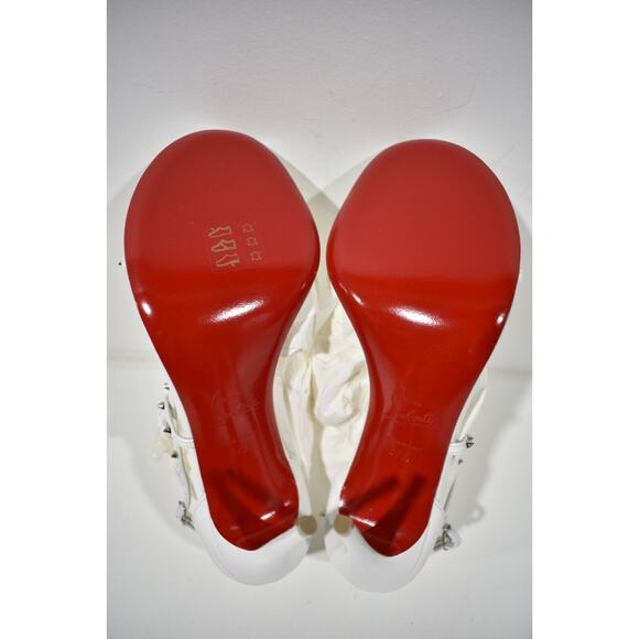 Christian Louboutin Riojana Spikes 100 White Ankle Strappy Sandal Heel Pump 37.5 - Picture 12 of 12